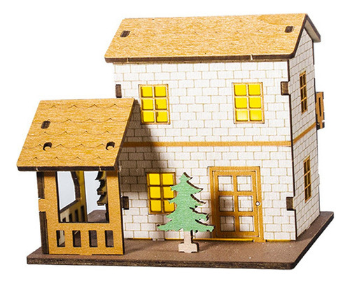Fa Casa En Miniatura Iluminada Casa 10,5 Cm X 8,3 Cm X 8,3