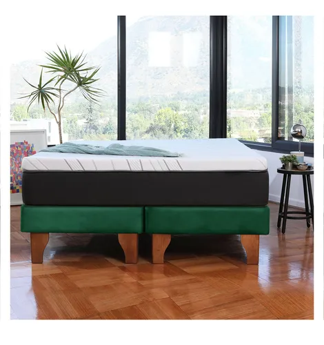 Cama Europea Zen Top Spring Visco Tela Velvet 2 Plazas
