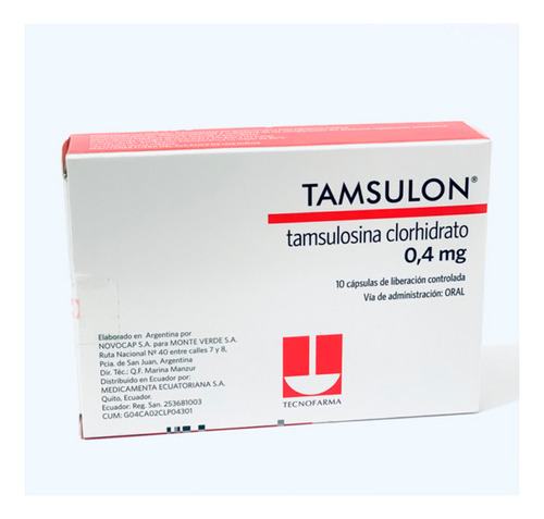 Tamsulon® 0.4mg X 10 Cápsulas (tamsulosina)
