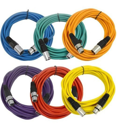 Pack De 6 Cables Micrófono Xlr 25' - Seismic Audio