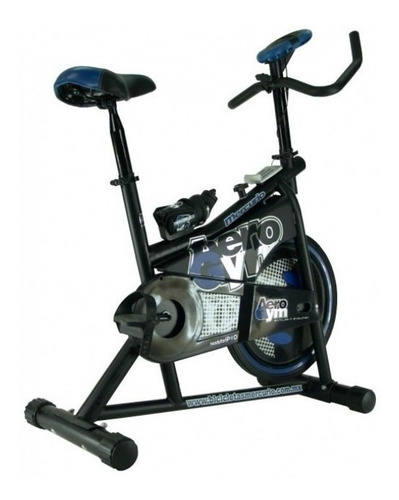 Bicicleta fija Mercurio Aerogym spinning color negro y azul