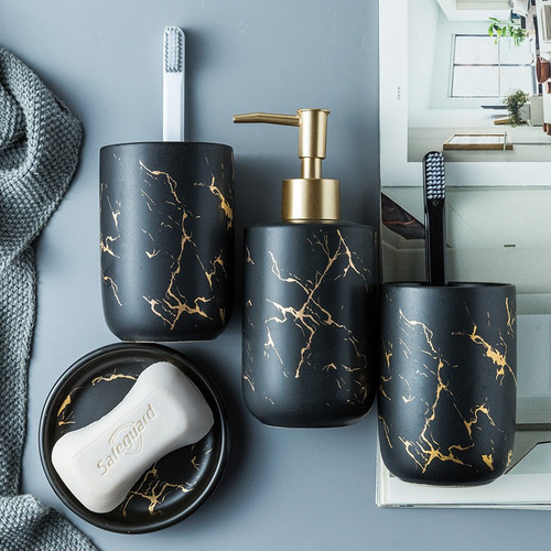 . Set D Baño Cerámica Dispensador Porta Jabón Gel Vaso