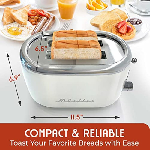Tostadora Retro Mueller Para 2 Rebanadas Con 7 Unidades Para