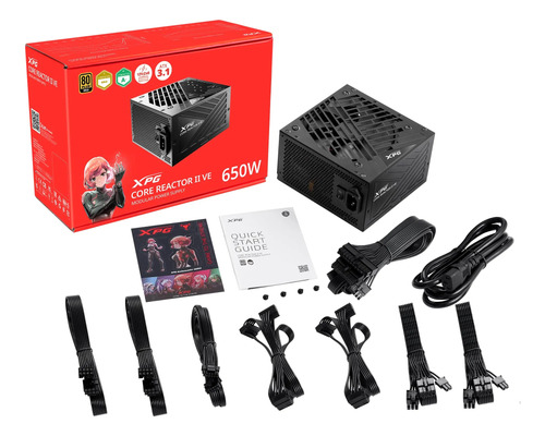 Fonte Xpg Core Reactor Ii Ve 650w 80plus Gold Modular Pfc Preto