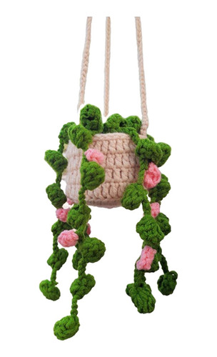 Colgante Espejo Retrovisor, Plantas En Maceta Crochet,adorno