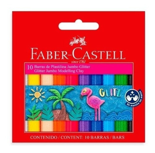 Plasticina Faber Castell Con Glitter X 10 Colores