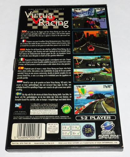Virtua Racing Sega Saturn Original Completo (Usado)