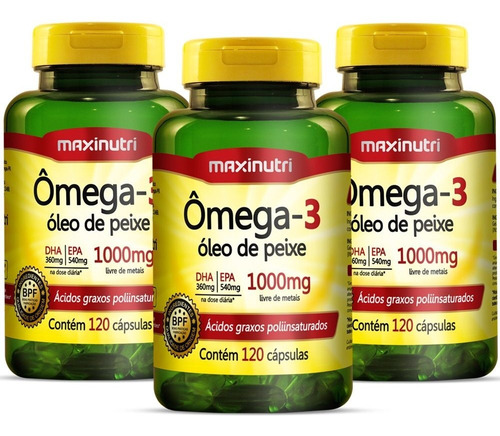 Ômega 3 Óleo De Peixe 1000mg - 360 Cápsulas - Maxinutri