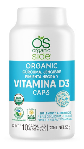 Imagen 1 de 4 de Vitamina D3 110 Cápsulas Organic Side Vegetal