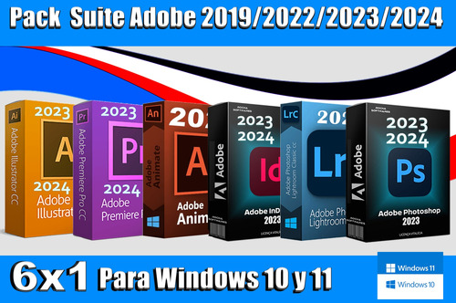 Photoshop Illustraitor Lightroom Pack 6x1 Permanentes 