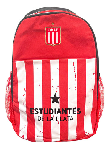 Mochila Estudiantes De La Plata Escolar Futbol 17.5' Color E De Lp - Red Diseño De La Tela Liso