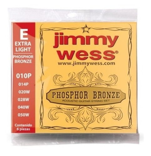 Imagen 1 de 1 de Encordadura Jimmy Wess Bronce Extra Light E/ac 7502229314881