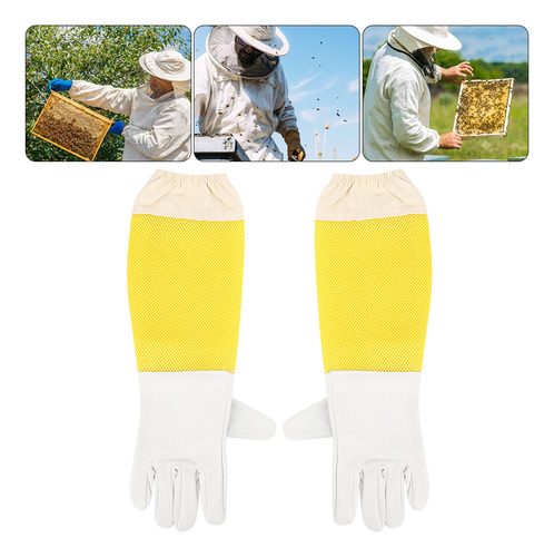 Par De Guantes Protectores De Apicultura De Malla Larga Tran