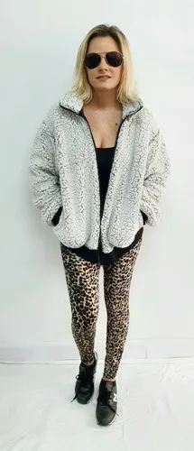 Campera Bomber Corderito Gris Vison Super Abrigada T Unico (Usado)