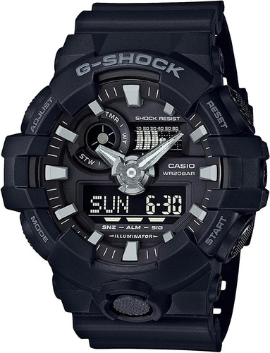 Reloj Casio G-shock Negro Doble Hora Para Hombre Ga-700-1bdr