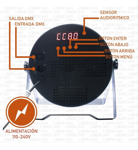 Imagen 7 de 10 de Luz Proton Par 54 Led Alta Luminosidad Rgb Audioritmico Dmx