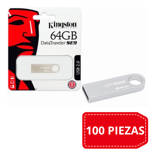 100 Memorias Usb Kingston Datatraveler Se9 G2 Dtse9g2 64gb