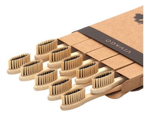 Vivago Cepillos De Dientes De Bambu De Carbon Biodegradable,