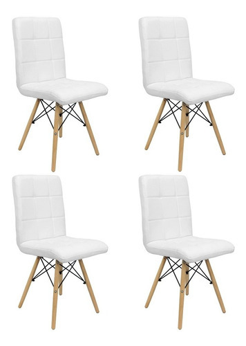 Kit 4 Cadeiras Gomos Eiffel Eames Fitz Dublin Estofada Trato Cor Da Estrutura Da Cadeira Branco