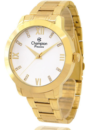 Relógio Champion Feminino Dourado + Kit Colar E Brincos
