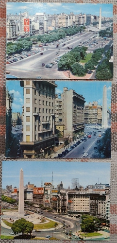 3 Postales Antiguas De Buenos Aires Vista Del Obelisco