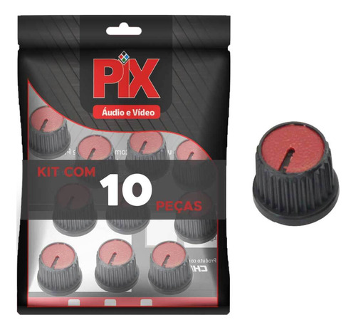 10x Botão Knob Redondo Estriado Com Parafuso Ad209 Vermelho