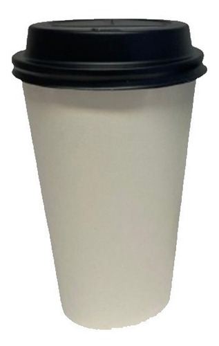 Vasos Polipapel Para Café 12oz (355cc) Con Tapa Negra X 100u