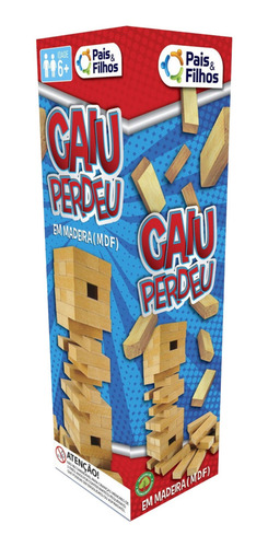 Jogo Caiu Perdeu Torre Madeira Equilíbrio Brinquedo Menino Menina