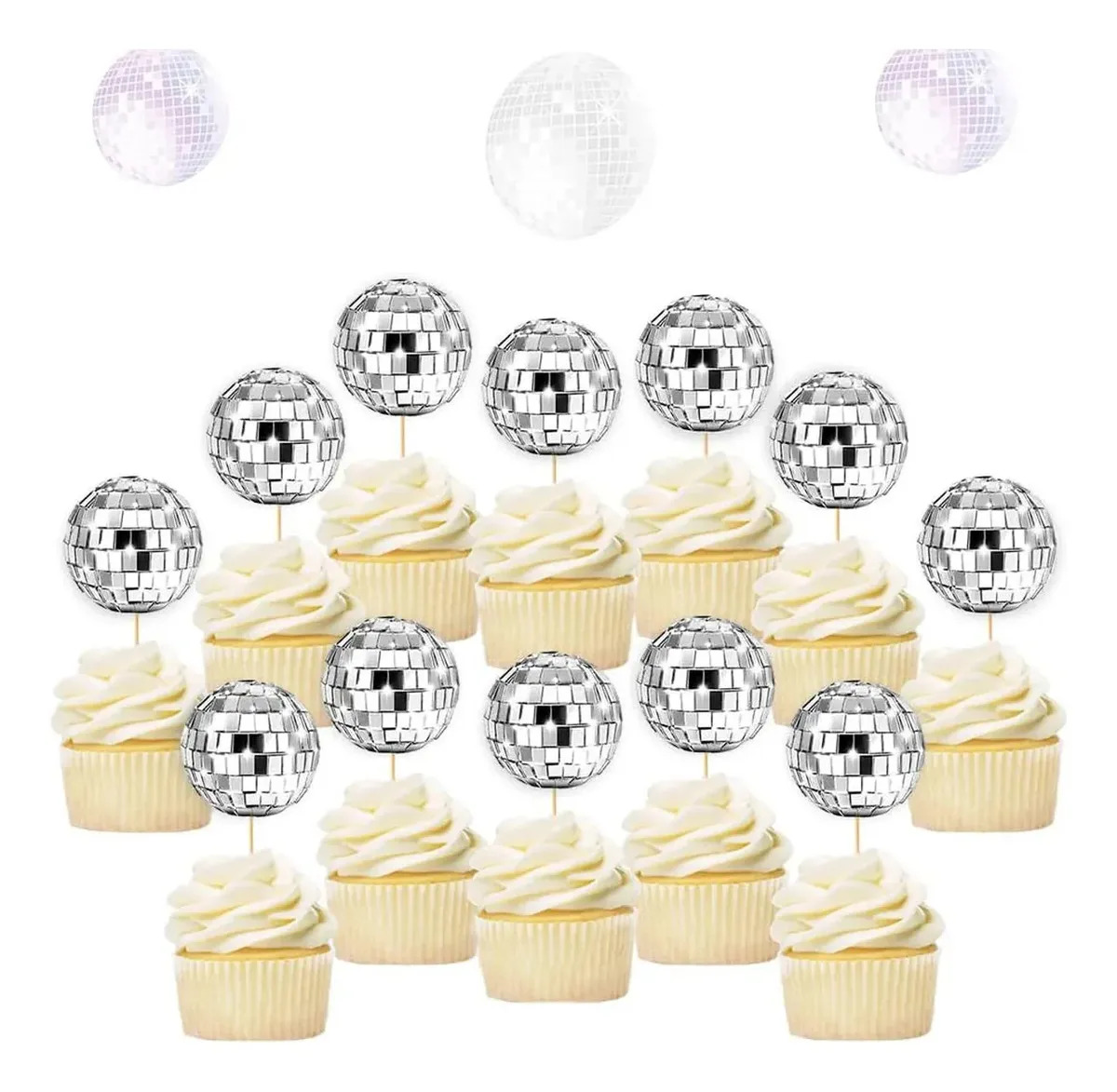 24 Pcs Decoração De Bolo Discoteca Para Festa Aniversário