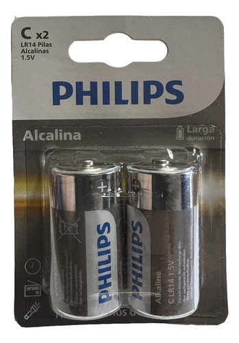 Pila C Lr14 1.5v Philips Alcaline Blister X2