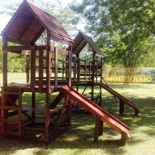 Mangrullo De Madera Con Trepadores Y Toboganes Para Niños