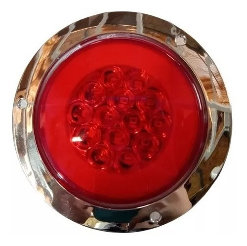 Plafon Universal Atornillable Redondo Cromado 14 Led Rojo