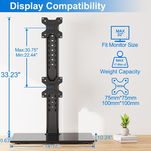 Soporte Vertical Monitor Doble, Apila Dos Pantallas De ...