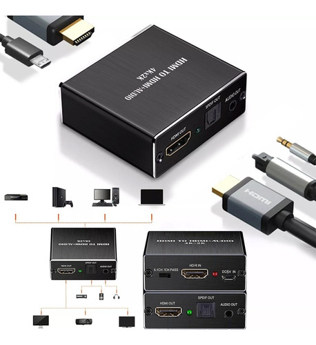 Hdmi Extractor De Audio Divisor Óptico Spdif Coaxial 3.5mm