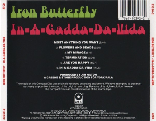 Iron Butterfly In-a-gadda-da-vida Cd Nuevo Eu Musicovinyl