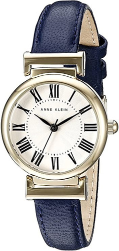 Reloj De Mano Para Mujer Anne Klein Ak/2246crnv Reloj Con Co Color de la correa Azul marino Color del bisel Dorado Color del fondo Blanco