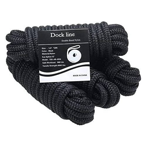 Searqing Dock Lines Marine Grade 4-pack 1/2  X 20' Double Br