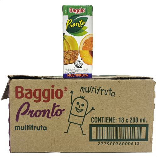 Imagen 2 de 6 de Jugo Baggio Pronto Multifruta Libre Gluten Sin Tacc Pack X18