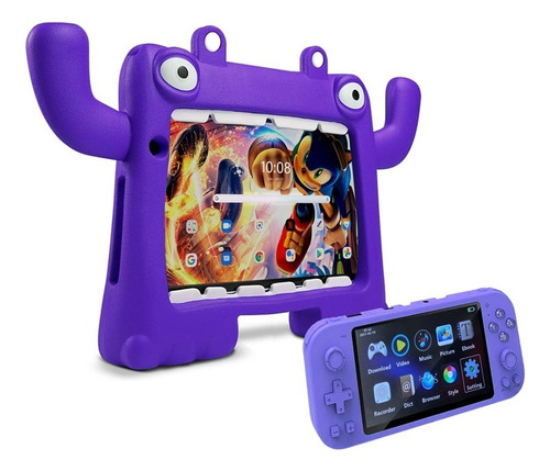 Bundle Tablet Vorago Pad-8-kids 4gb 64gb Android 13 + Arcade Color Morado