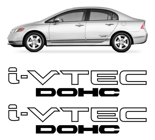 Par Adesivo Porta Honda New Civic I-vtec Dohc Ivtec 2 Unid