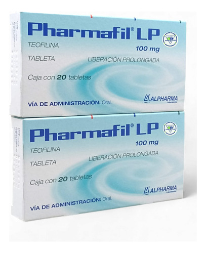 2 Cajas Pharmafil Lp Teofilina 100 Mg C/20 Tab C/u Alpharma