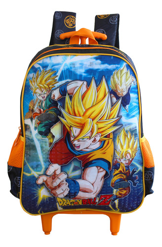 Mochila Infantil De Rodinhas Anime Dragon Ball Clio Style Cor Preto Desenho do tecido Super Saiyajin