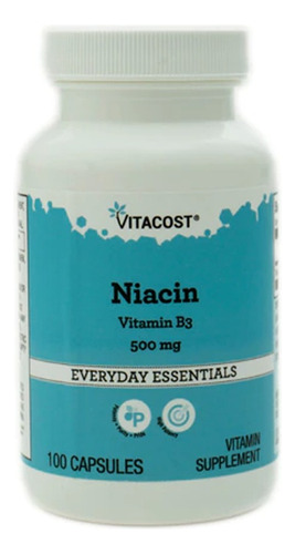 Niacina Pura - Vitamina B3 500 Mg 100 Cápsulas Vitacost