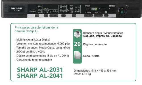 Sharp Al-2031 Partes Y Piezas Al-2030/2040/2050 (Usado)