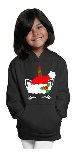 Sudadera Negra De Navidad Infantil Cute Unicornio De Regalo