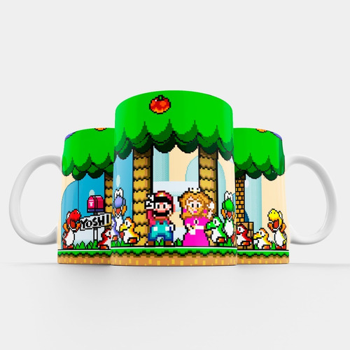 Taza Super Mario World Bros Luigi Yoshi Nintendo Peach