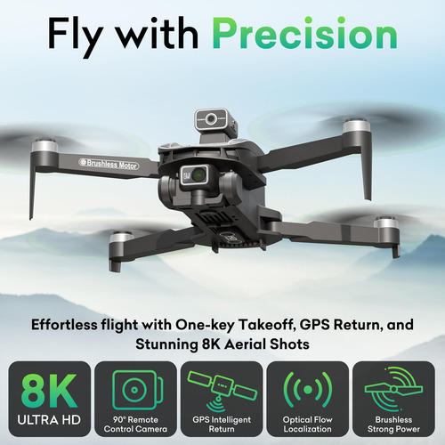 Drone 8k Con Gps Y 3 Baterías, Modo Sígueme Y 1640 Pies