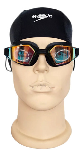 Lentes De Natación Espejado Filtro Uv Y Antifog +gorra Licra