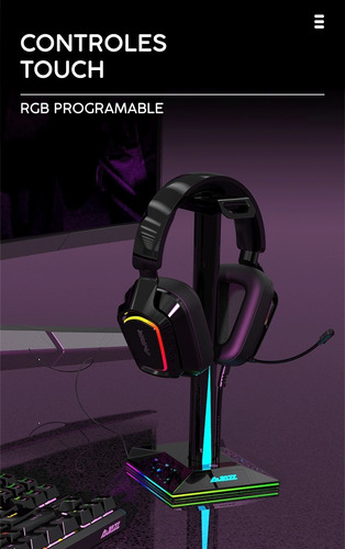 Imagen 3 de 4 de Soporte Para Audifonos Rgb - Ajazz Am200 Negro