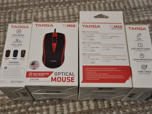 Mouse Óptico 1200 Dpi Usb 3 Botones 11 X 6 X 3.6 Cm Targa